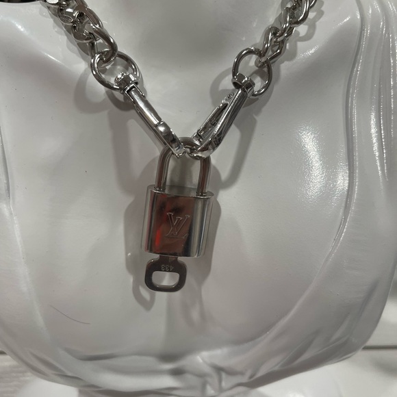 Louis Vuitton Silver Chain Padlock Necklace - Picture 1 of 11